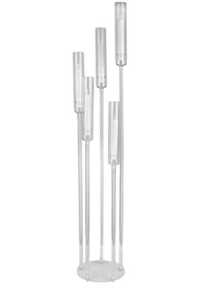 KANDELABR PIĘCIORAMIENNY TRANSPARENTNY 2