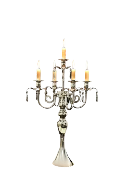 KANDELABR Pięcioramienny Srebrny