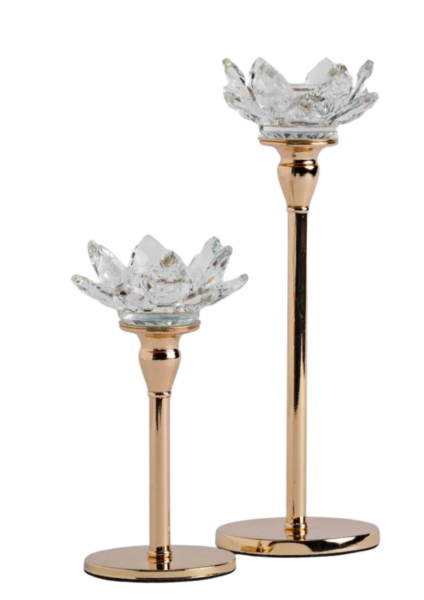Świecznik kryształowy Złoty